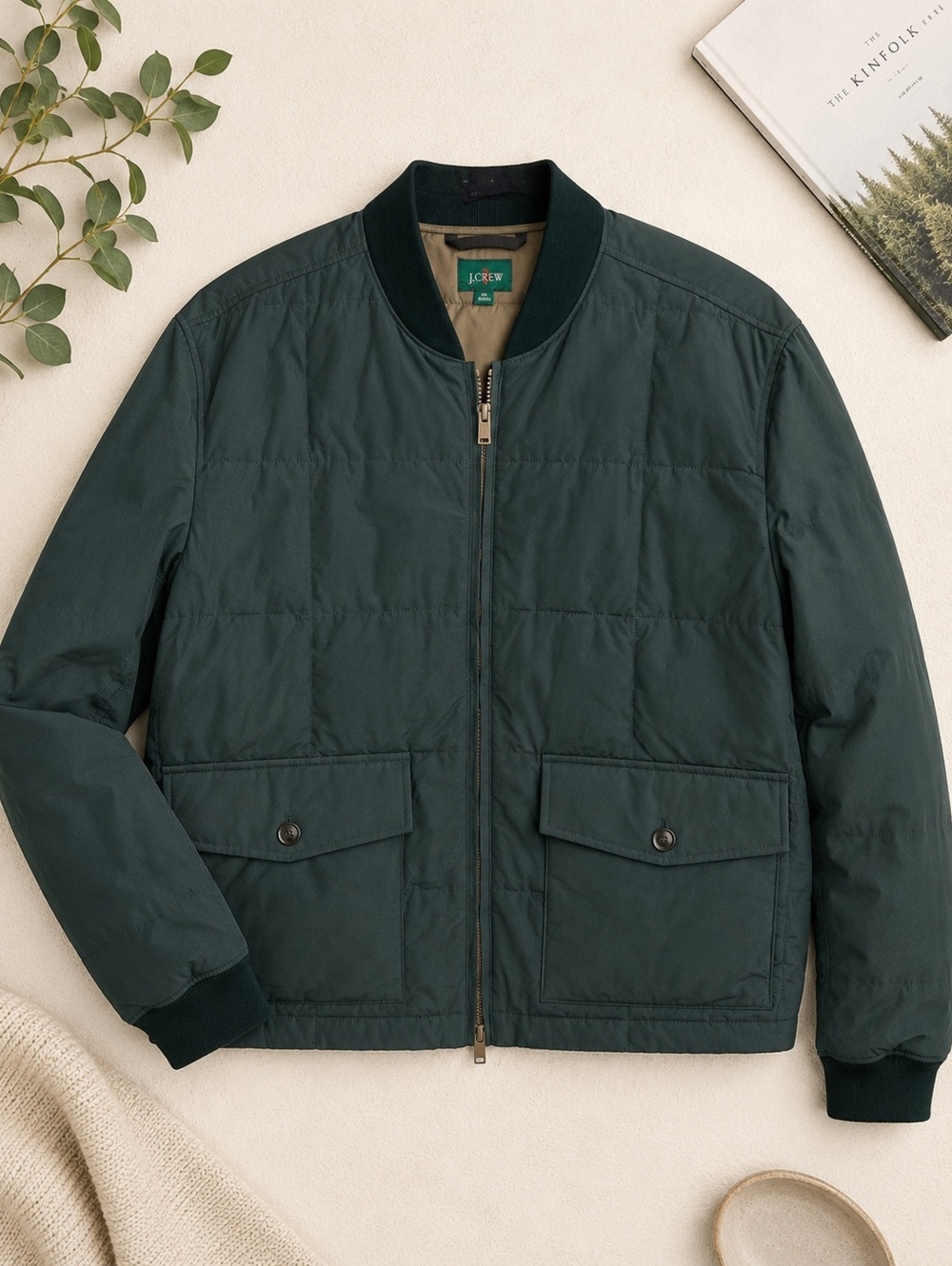J.Crew Puffer Jacket Dark Green XL Quilted